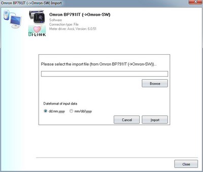 Data import from the Omron-Software import file