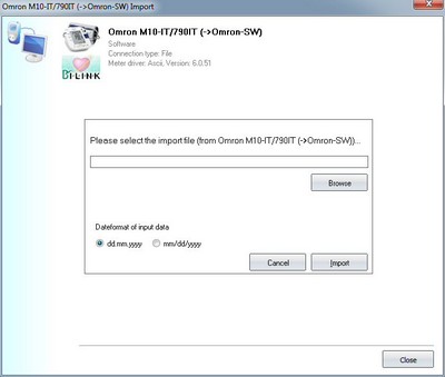 Data import from the Omron-Software import file