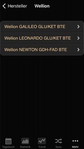 Auswahlliste des Herstellers Welion in der iOS App