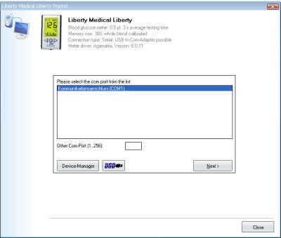 Import your readings from Liberty Medical Liberty into your log-book