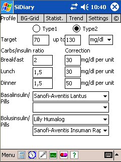 SiDiary - Diabetes Software for Pocket PC (PPC)
