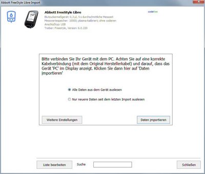 Datenübernahme vom Abbott Freestyle Libre ins Diabetes-Tagebuch