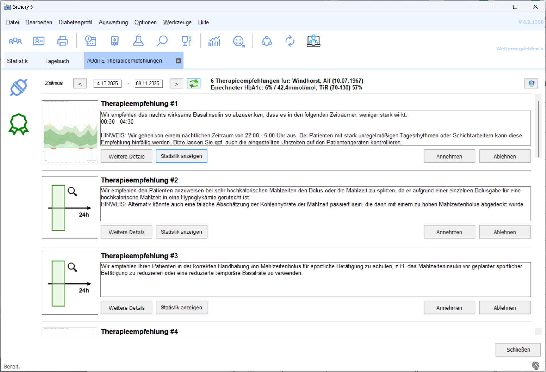 Beispiel: AUdiTE-Empfehlungen in SiDiary