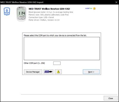 Import your readings from Wellion Newton GDH-FAD into your log-book