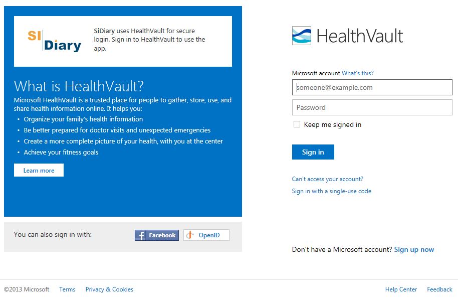 Healthvault Login with Windows Live ID